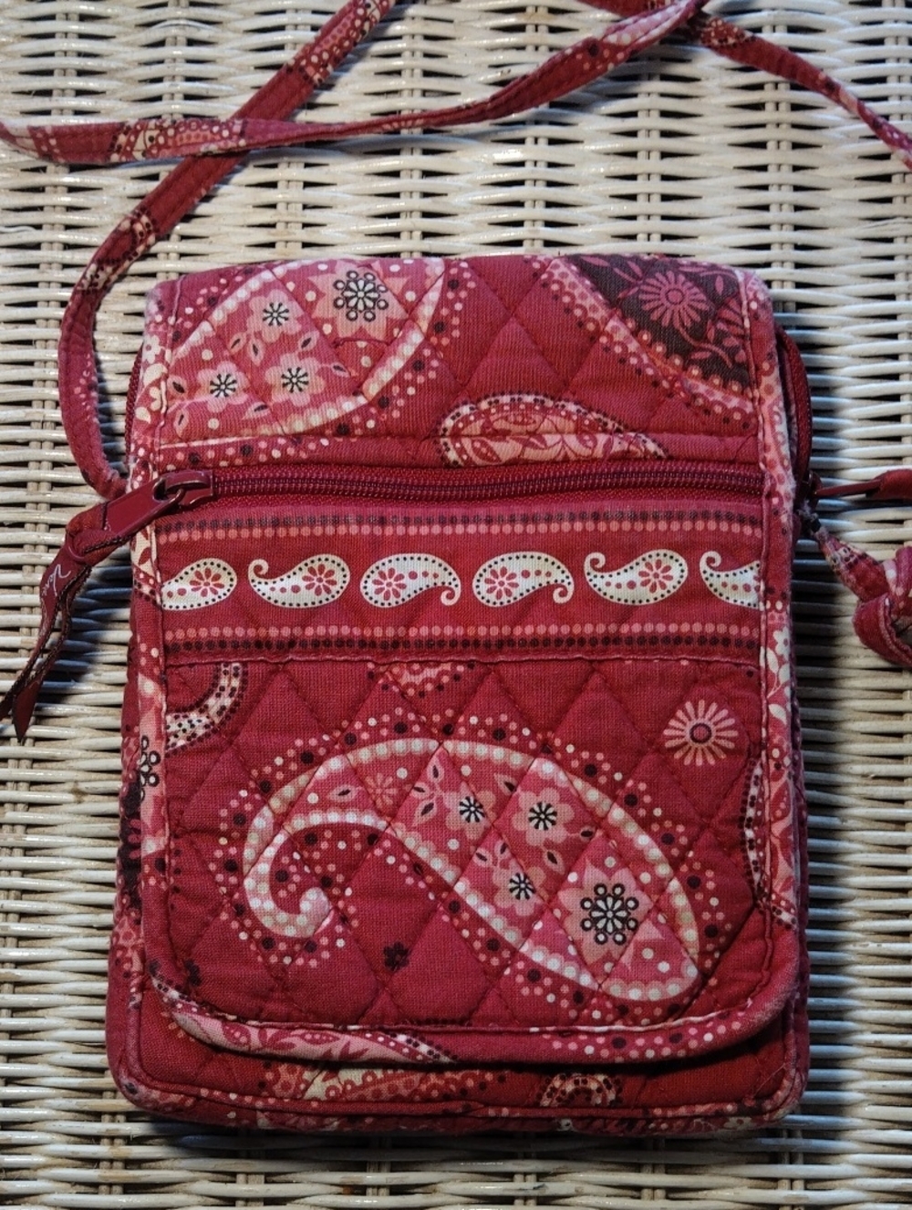 Vera Bradley Quilted Paisley Crossbody Bag in Deep Pink